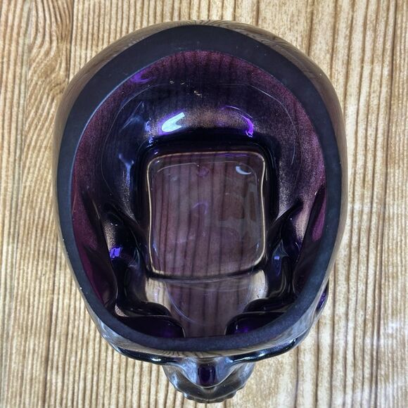 Kosta Boda Still Life Skull Candle Holder Crystal Glass Purple - Picture 7 of 12